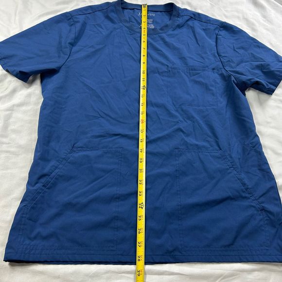 Jaanuu Men's Basic 2-Pocket Crew Neck Scrubs Top Navy Blue Size‎ L J86012 - Picture 2 of 6